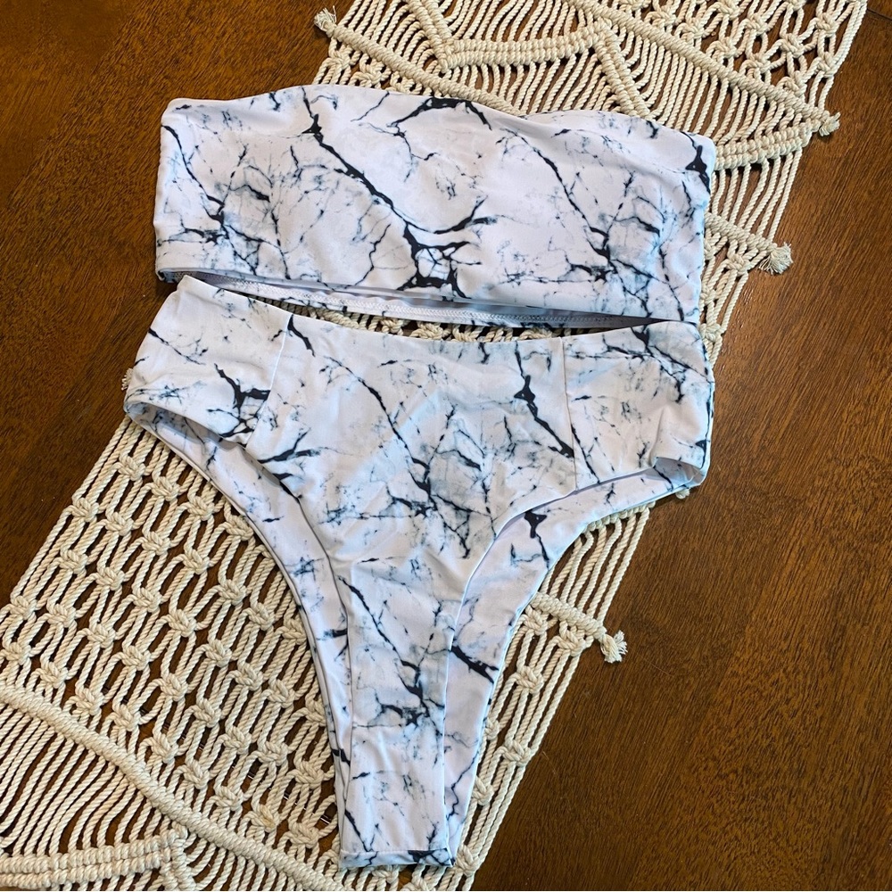 SHEIN Marble Bikini Swimsuit - Picture 3 of 6